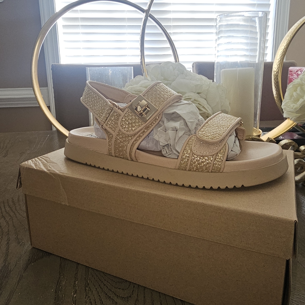 Steve Madden Gold Glitter Strap Sandals